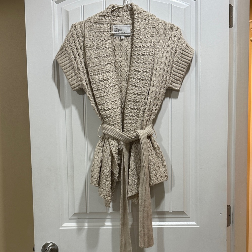 Urban Behavior Beige Knit Cardigan with Belt